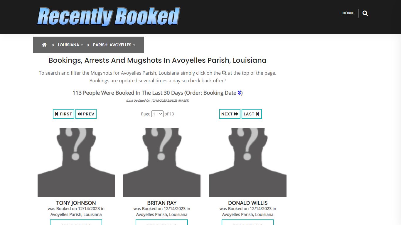 Bookings, Arrests and Mugshots in Avoyelles Parish, Louisiana